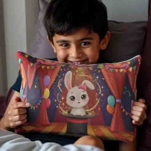 Funda almohada Circo infantil para cama y decoración Mod. Kiut Chispa Conejita