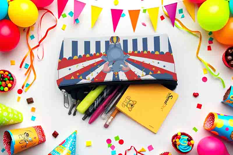 Estucheras de circo bonitas y coloridas Mod. Trompitas