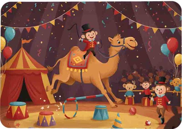 Manteles individuales decoración de circo cumple Mod. Camellito en Escena - Image 3