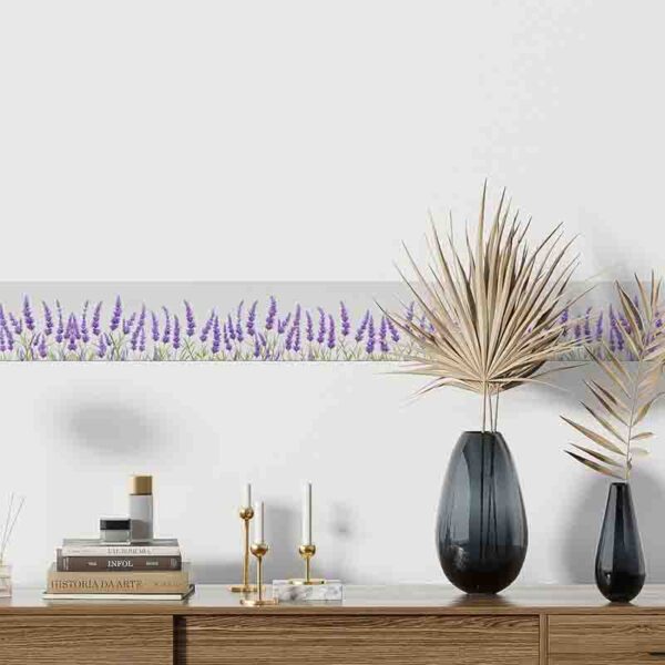 Cenefa Autoadherible Estilo Provenzal Con Flores De Lavanda