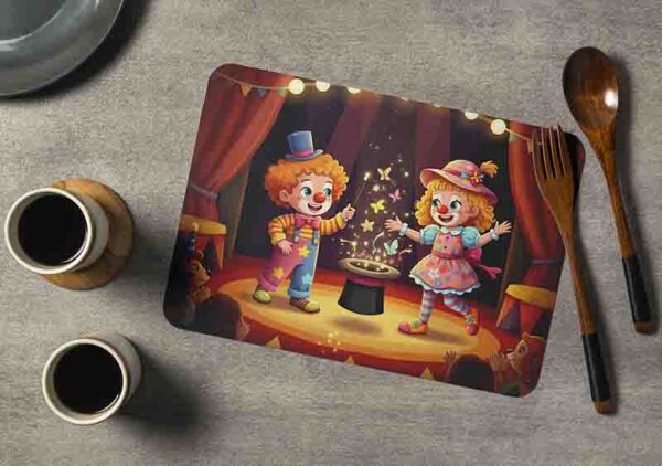 Manteles individuales para mesa de circo Mod. Payasín y Popín