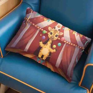 Funda decorativa para almohada de Circo infantil divertida Mod. Kiut Jirafa Brillitos