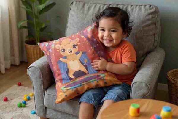 Cojín niños con estampado de circo Mod. Kawaii Salto Feroz - Image 3