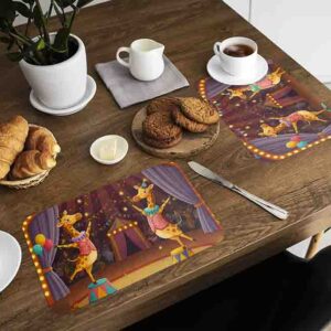 Manteles de mesa individuales circo fiesta Mod. Pista de Jirafas