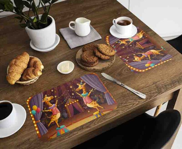Manteles de mesa individuales circo fiesta Mod. Pista de Jirafas
