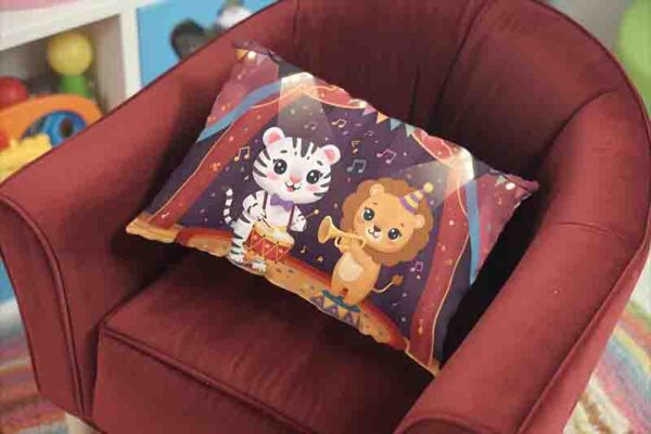 Funda almohada con circo para decorar cuartos infantiles Mod. Kawaii Melodía Peludita - Image 3