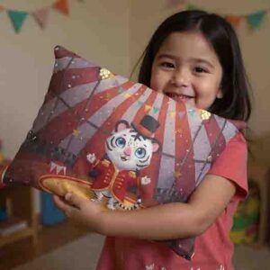 Funda de almohada divertida con diseño de Circo Mod. Kiut Tigre Show