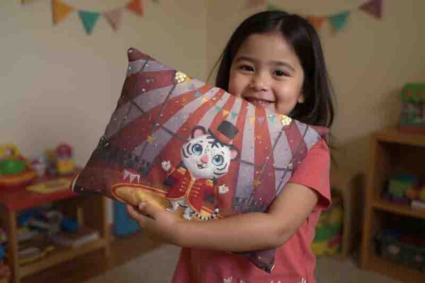 Funda de almohada divertida con diseño de Circo Mod. Kiut Tigre Show