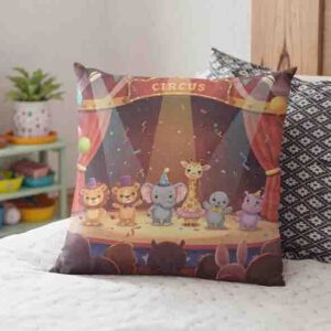 Cojín decorativo infantil con personajes de circo divertidos Mod. Kiut Circo Team