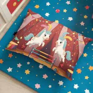 Funda para almohada con personajes de Circo Mod. Kiut Show Saltarín