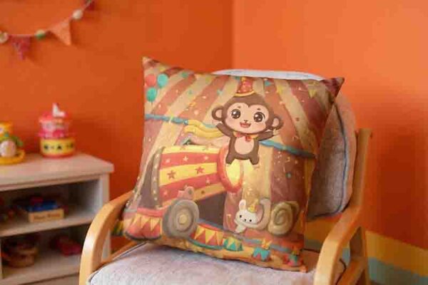 Cojín decorativo de circo encantado Mod. Kawaii Mono Boom