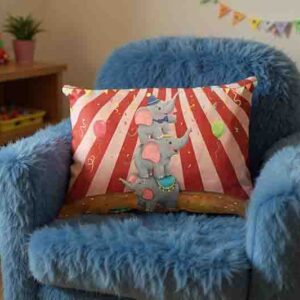 Funda decorativa de almohada con animales de Circo Mod. Kiut Mini Trompitas