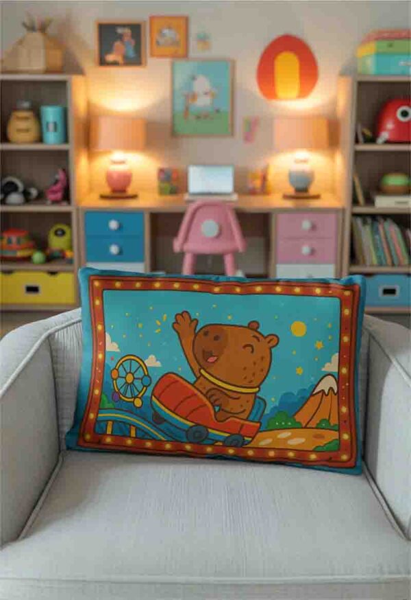 Almohada de capibara funda infantil Mod.Aventura en la Feria