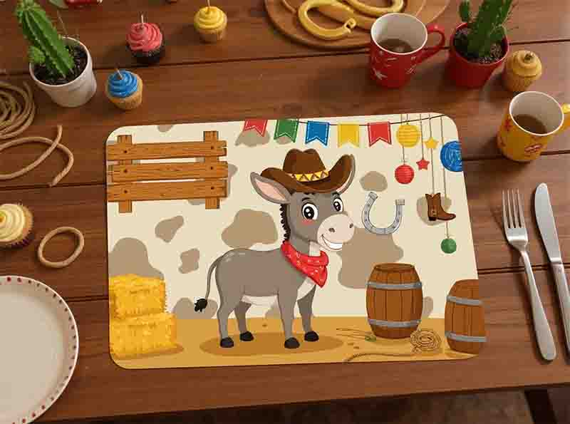Mantel individual fiesta temática vaquera Mod.Burro del Rancho