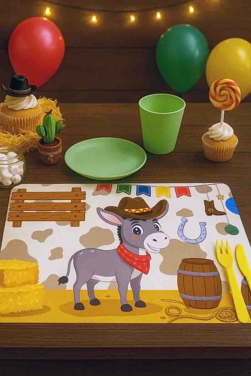 Mantel individual fiesta temática vaquera Mod.Burro del Rancho - Imagen 3