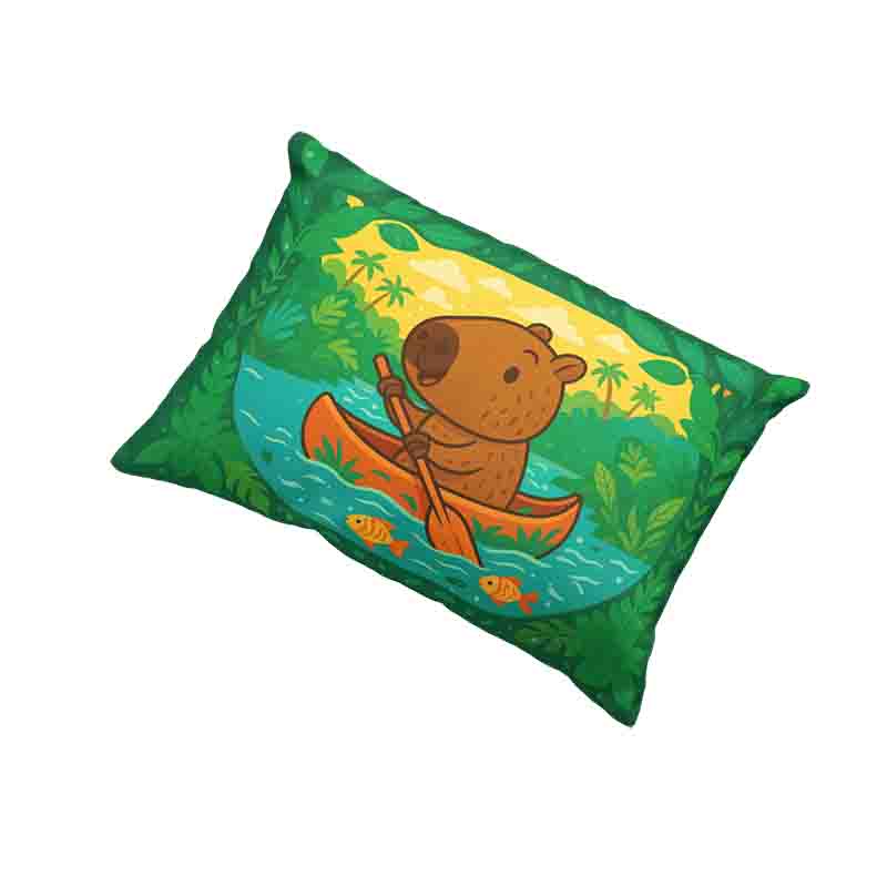 Funda de almohada de capibara para niño Mod.Canoa del Capibara Feliz - Imagen 3