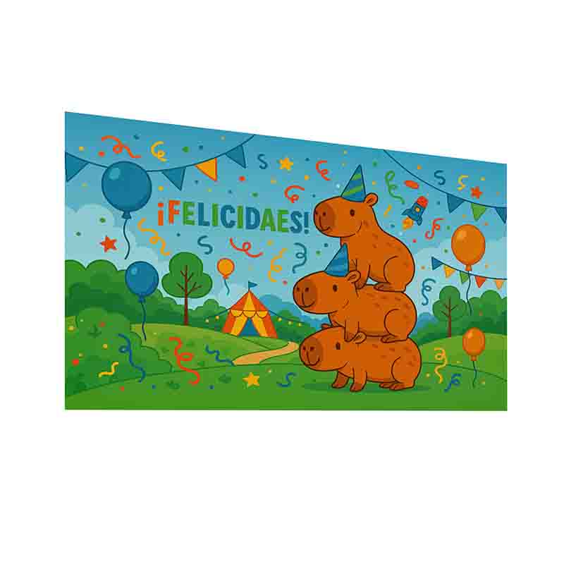 Backdrop fotos capibara cumpleaños Mod.CapiCirco - Imagen 3