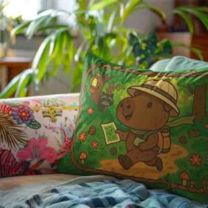 Almohada de capibara funda infantil Mod.Capibara Aventurero