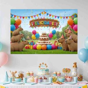 Decoración de capibara Backdrop photocall Mod.Capibirthday
