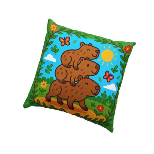 Fundas de cojines decorativos capibara bonito Mod.Capifamilia al Sol - Image 2
