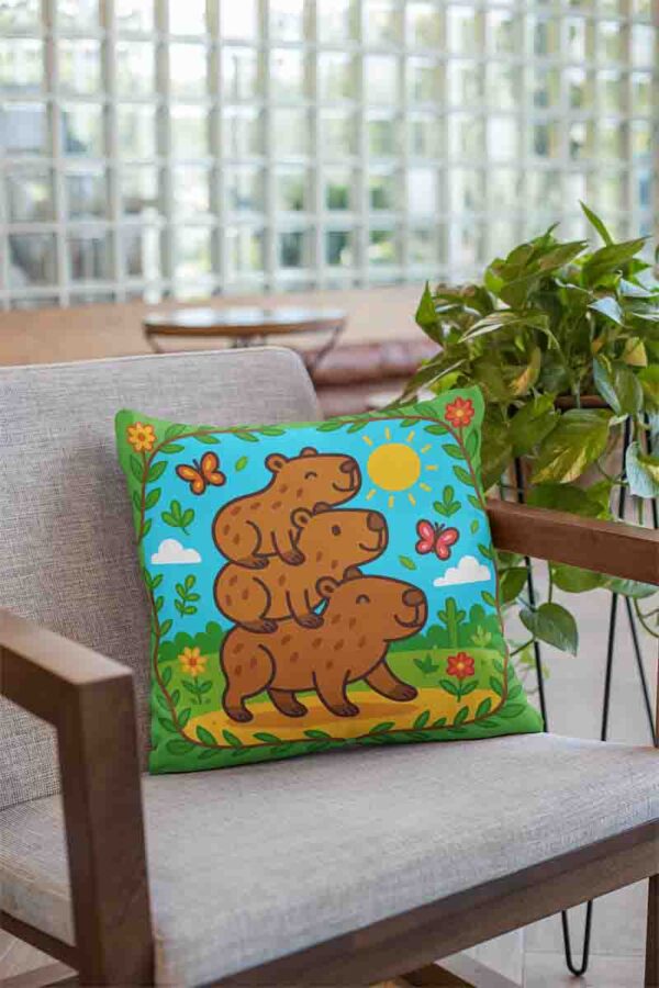 Fundas de cojines decorativos capibara bonito Mod.Capifamilia al Sol