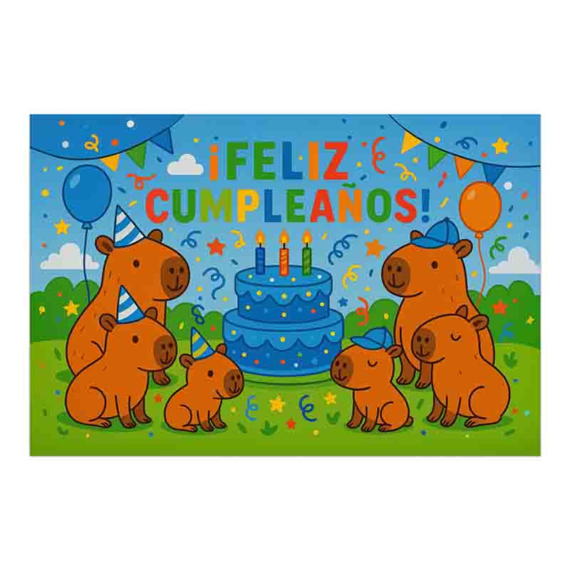 Backdrop fotos capibara cumpleaños Mod.CapiCirco - Imagen 5