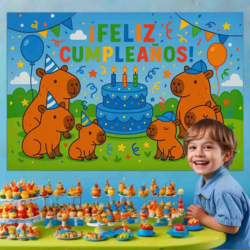 Backdrop fotos capibara cumpleaños Mod.CapiCirco - Imagen 2