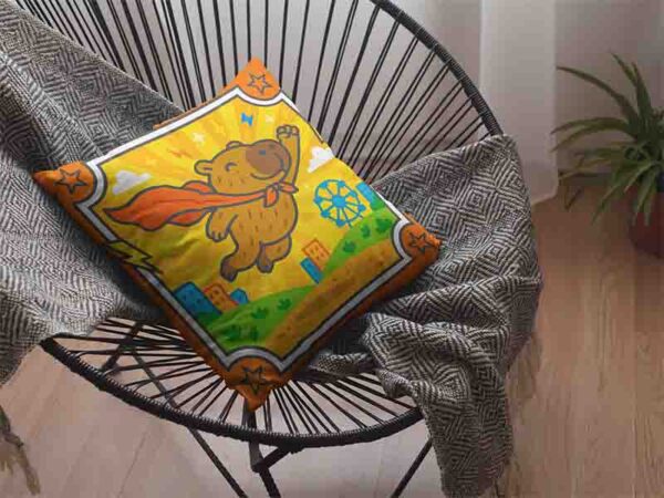Cojín para niño decoración de capibara Mod.Capihéroe al Rescate