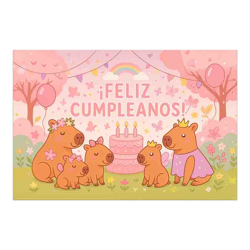Capibara cumpleañero Backdrop fondo Mod.Capirosa - Imagen 2