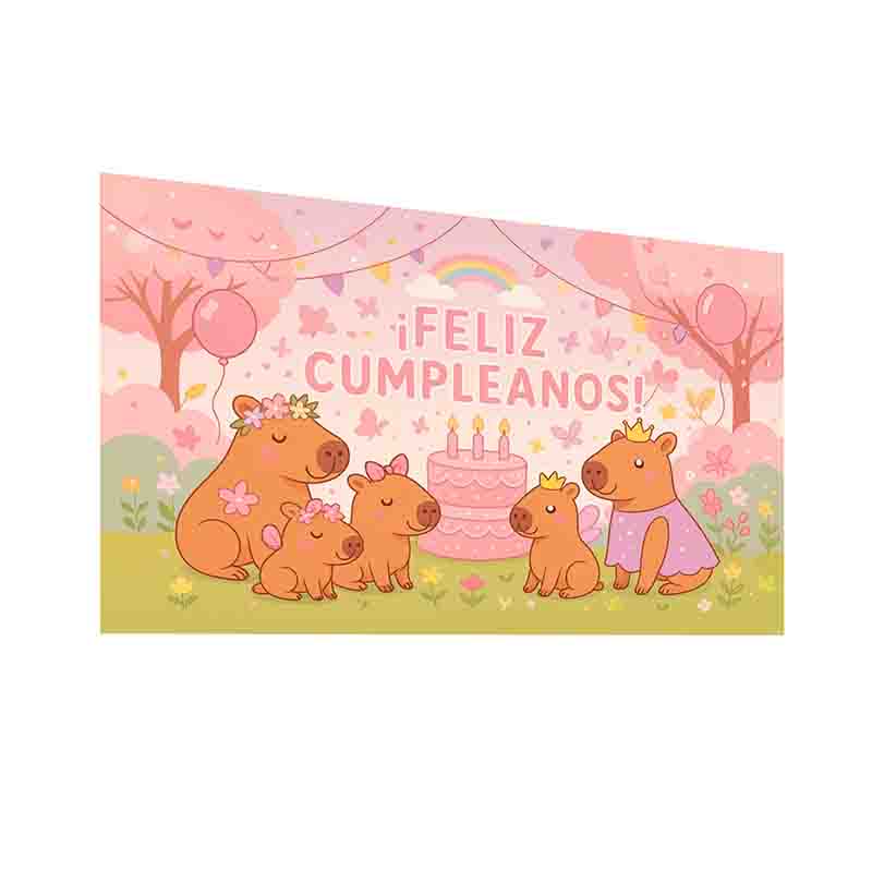 Capibara cumpleañero Backdrop fondo Mod.Capirosa - Imagen 3