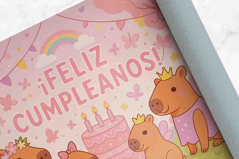 Capibara cumpleañero Backdrop fondo Mod.Capirosa - Imagen 4