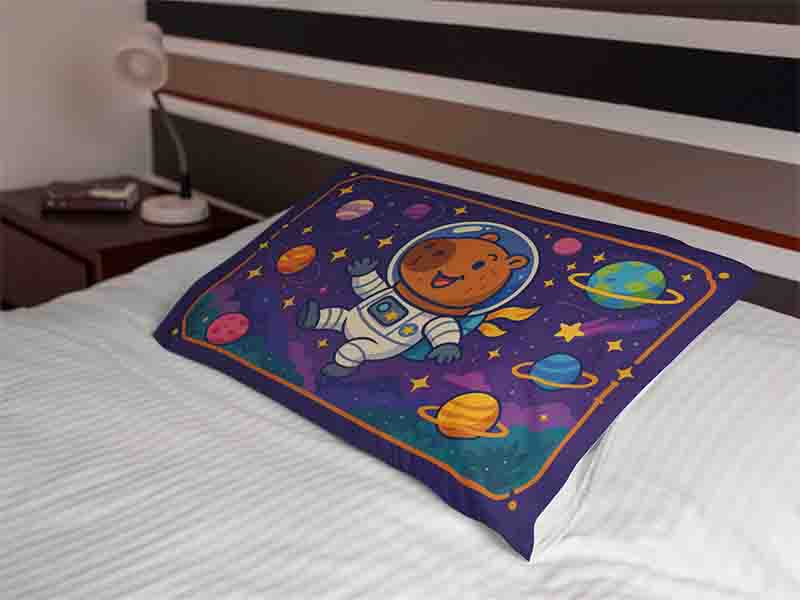 Funda de almohada de capibara para niño Mod.Galaxia Sonriente