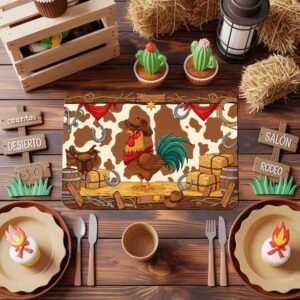 Manteles individuales fiesta vaquera para niñas Mod.Gallo Vaquero