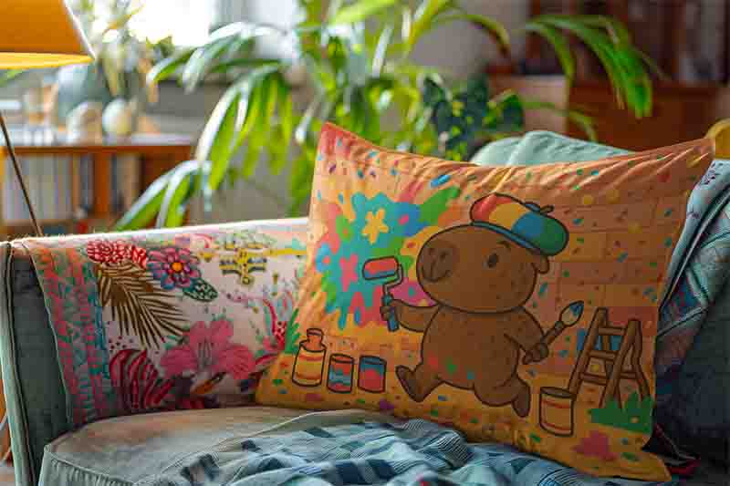 Almohada de capibara funda infantil Mod.Muro Mágico - Imagen 3