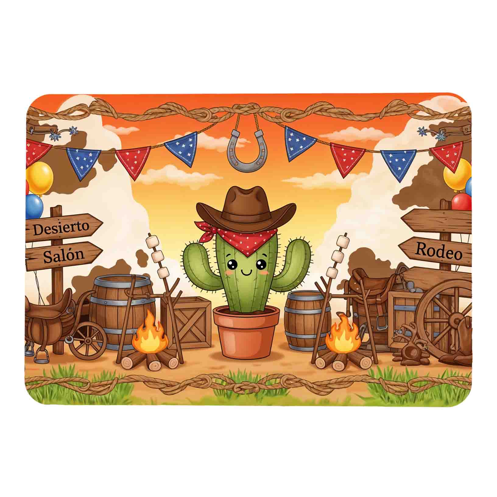 Manteles individuales vaqueras niñas decoración Mod.Nopal Sunset - Imagen 3