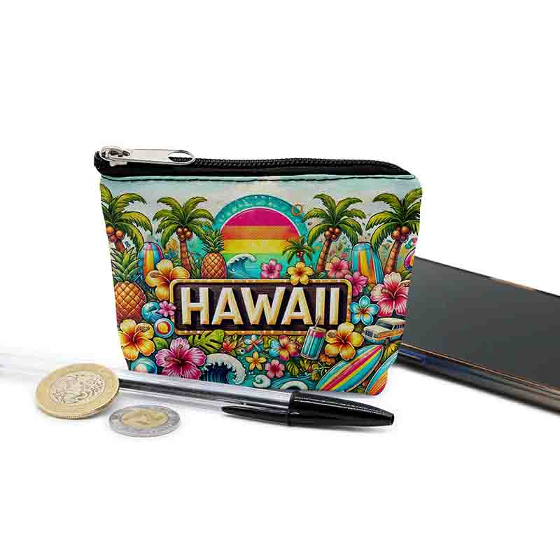 Monederos souvenirs para fiesta hawaiana Mod.Paraíso Surf