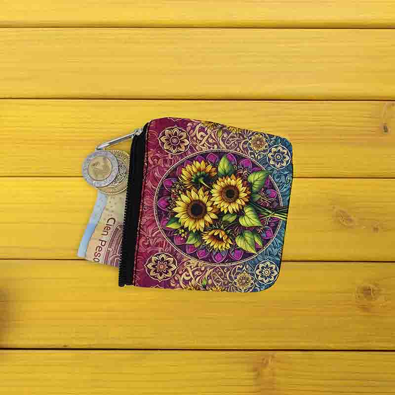 Monederos souvenirs para fiesta girasoles Mod.Sol Étnico