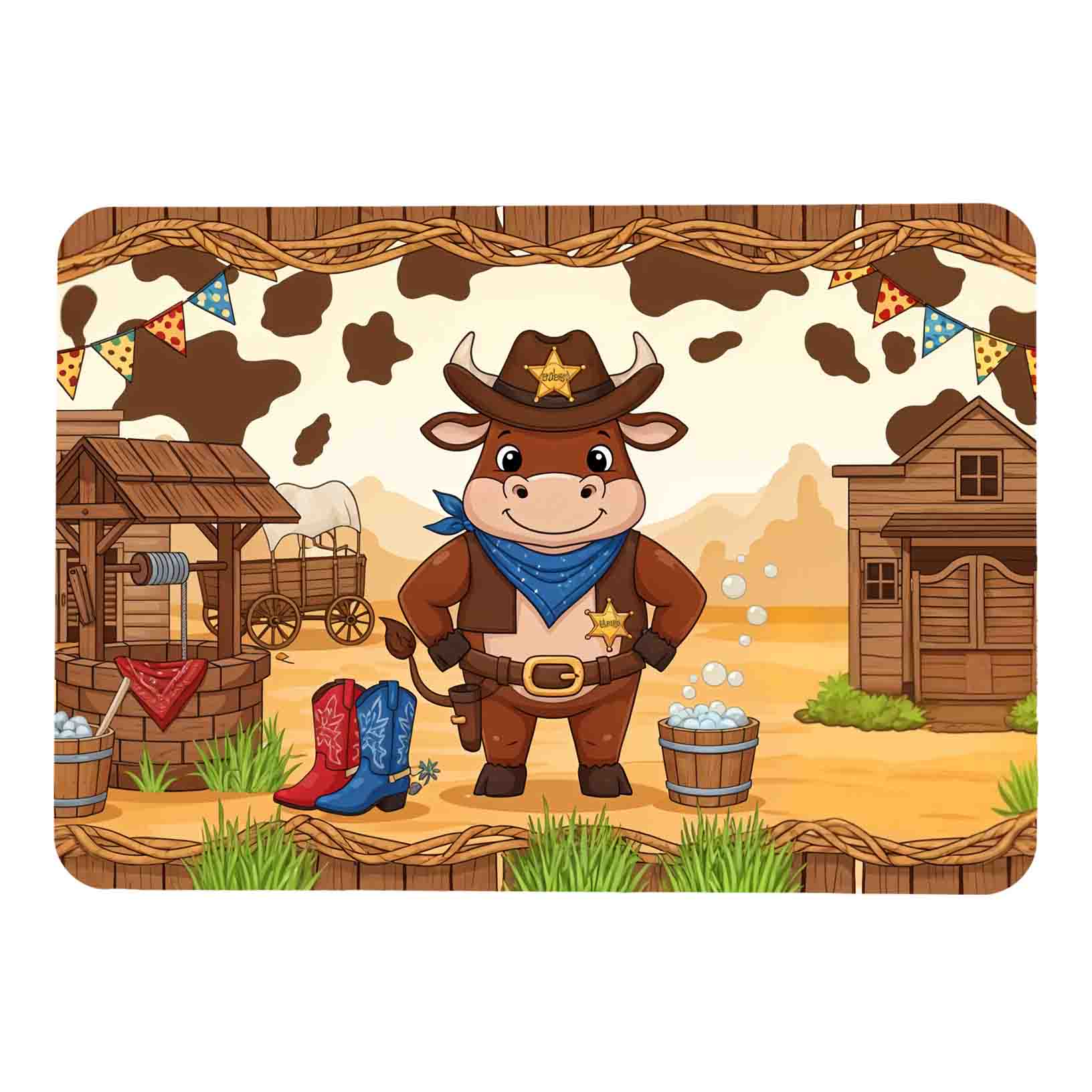 Manteles individuales para mesa niña vaquera Mod.Toro Sheriff - Imagen 3