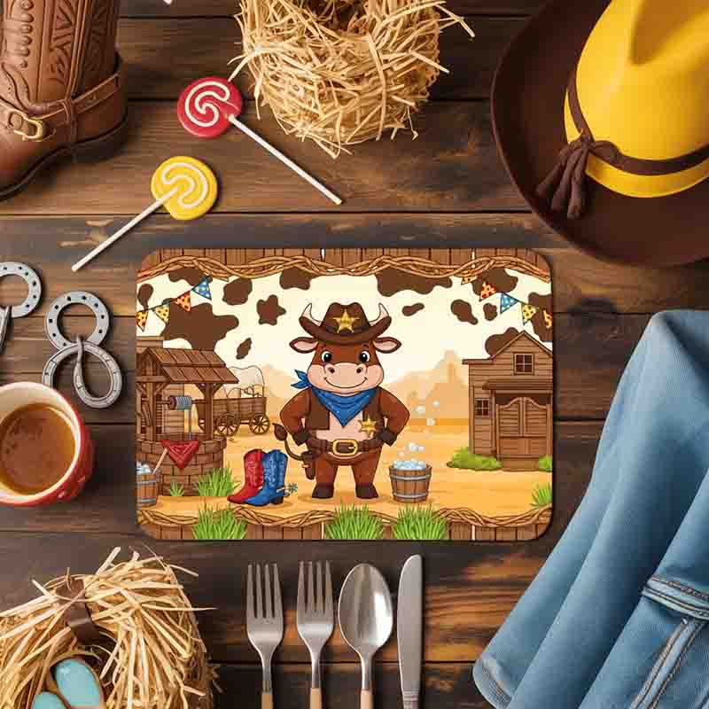 Manteles individuales para mesa niña vaquera Mod.Toro Sheriff