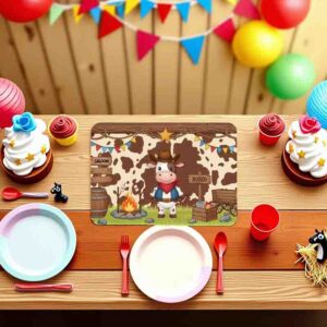 Manteles individuales para mesa niña vaquera Mod.Toro del Rodeo
