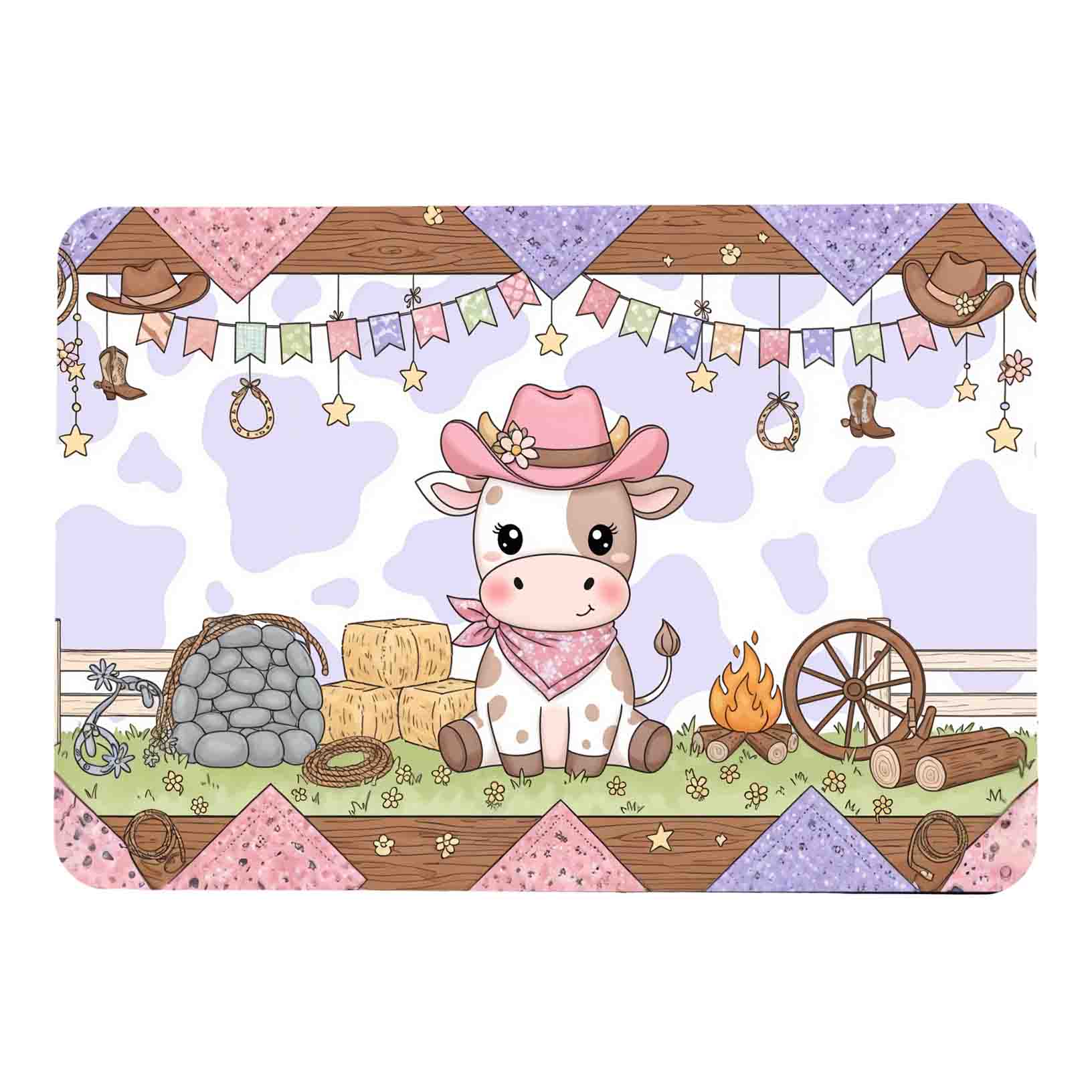 Manteles individuales fiesta vaquera para niñas Mod.Vaquita Rosa - Imagen 3