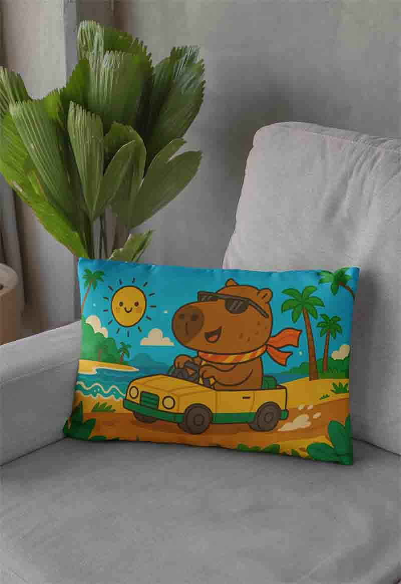 Almohada de capibara funda infantil Mod.Verano a Todo Motor