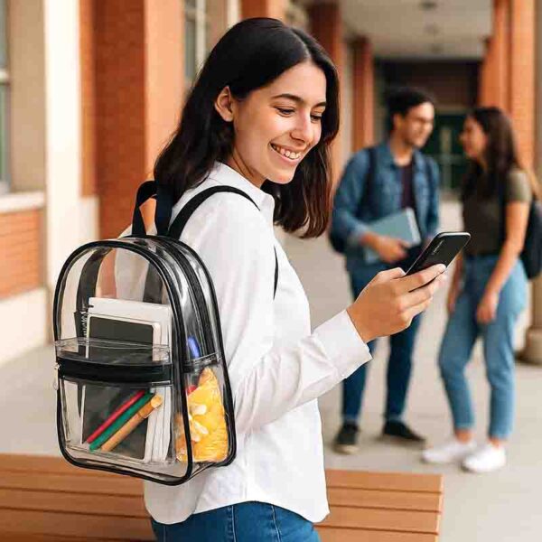 Bolso Transparente Tipo Backpack Unisex para Eventos Viajes - Image 4