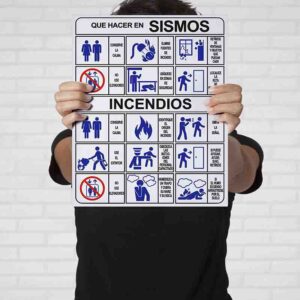Que hacer en caso de sismos señalamiento autoadherible 30x40