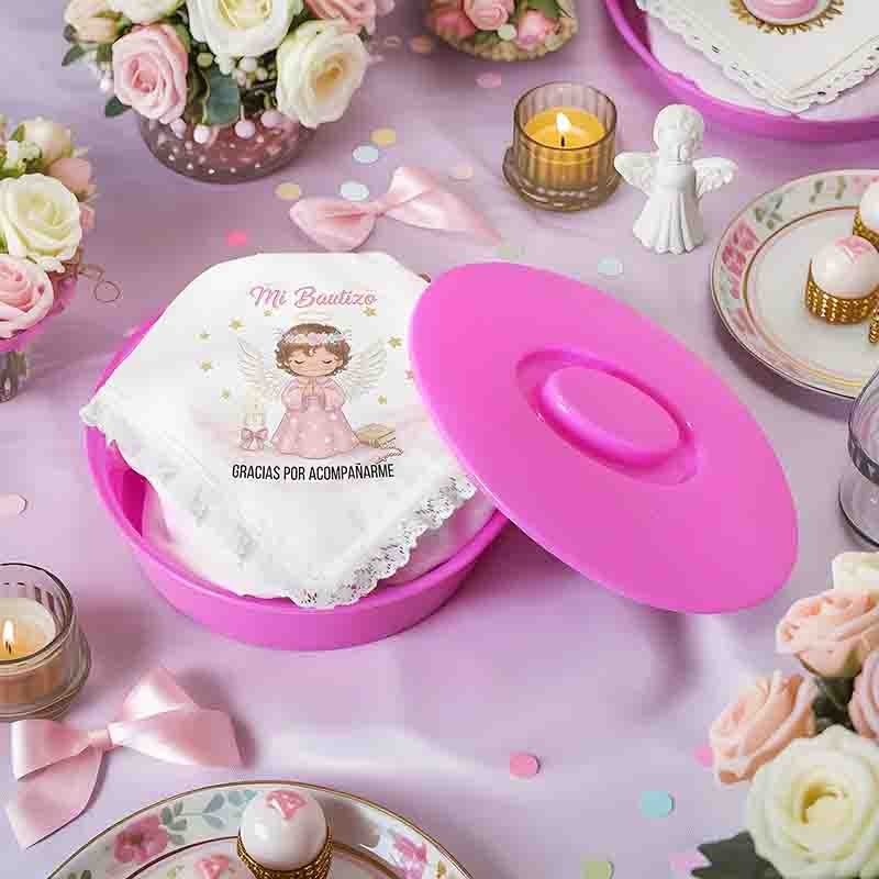 Servilletas Para Bautizo De Niña De Tela Con Encaje - Imagen 7