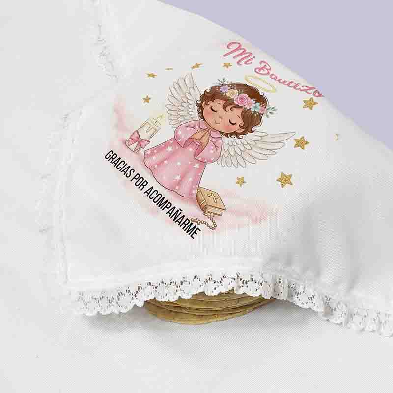 Servilletas Para Bautizo De Niña De Tela Con Encaje - Imagen 8