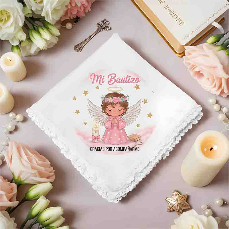 Servilletas Para Bautizo De Niña De Tela Con Encaje - Imagen 2