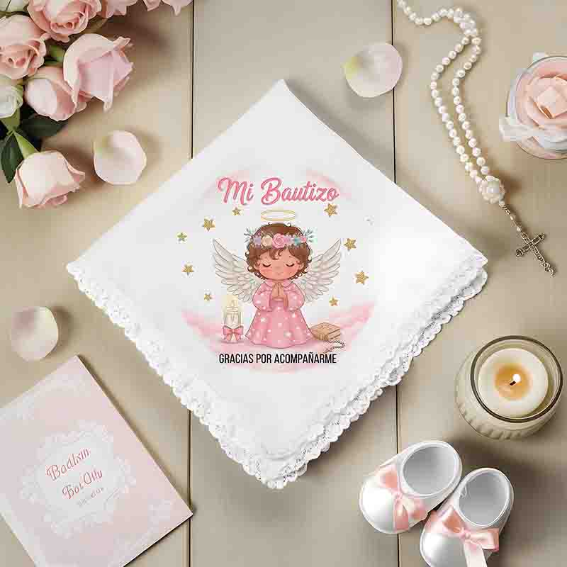 Servilletas Para Bautizo De Niña De Tela Con Encaje - Imagen 3