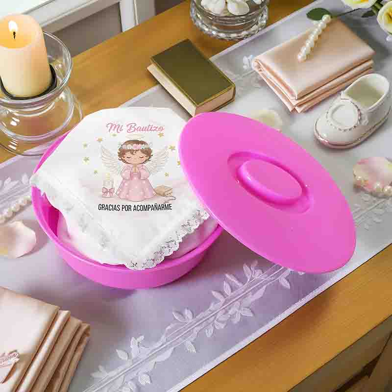 Servilletas Para Bautizo De Niña De Tela Con Encaje - Imagen 4