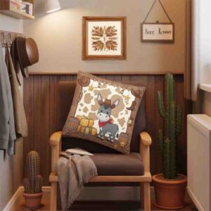 Cojín infantil decoración vaquera para recámara Mod. Burro ranchero